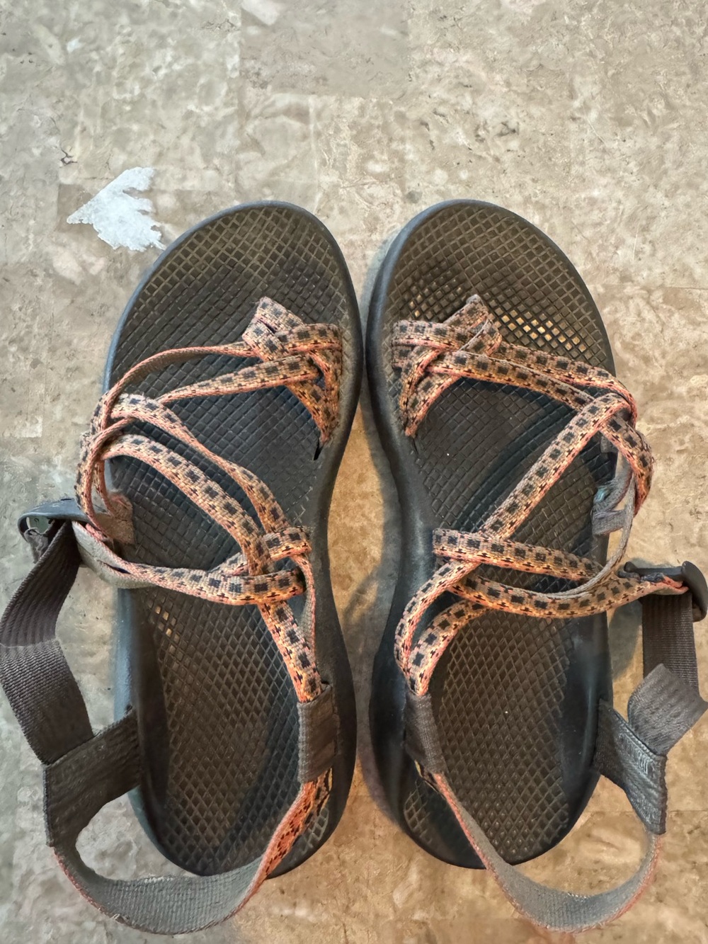 Chaco’s Sporty Outdoor Adventure Sandals in Brown and Orange